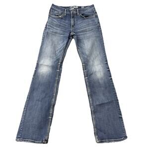 BKE Jake Bootcut Jeans 32XL Medium Wash Stretch Denim Buckle Cowboy Distressed